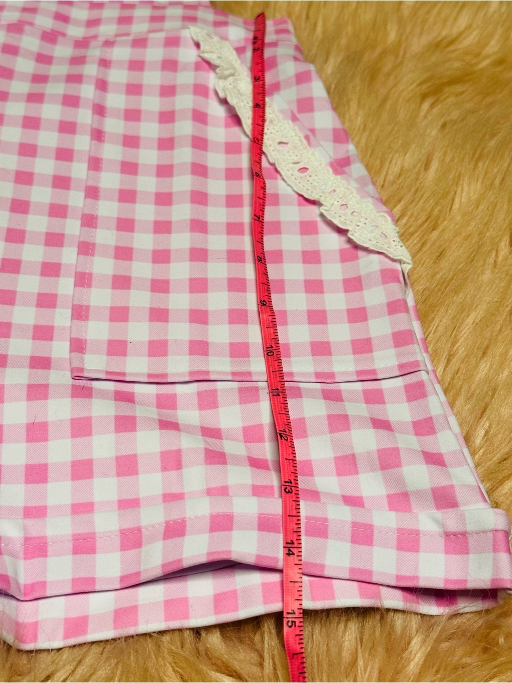 Pink Gingham 'BABY' Ruffle Short Overalls - Picture 7 of 15